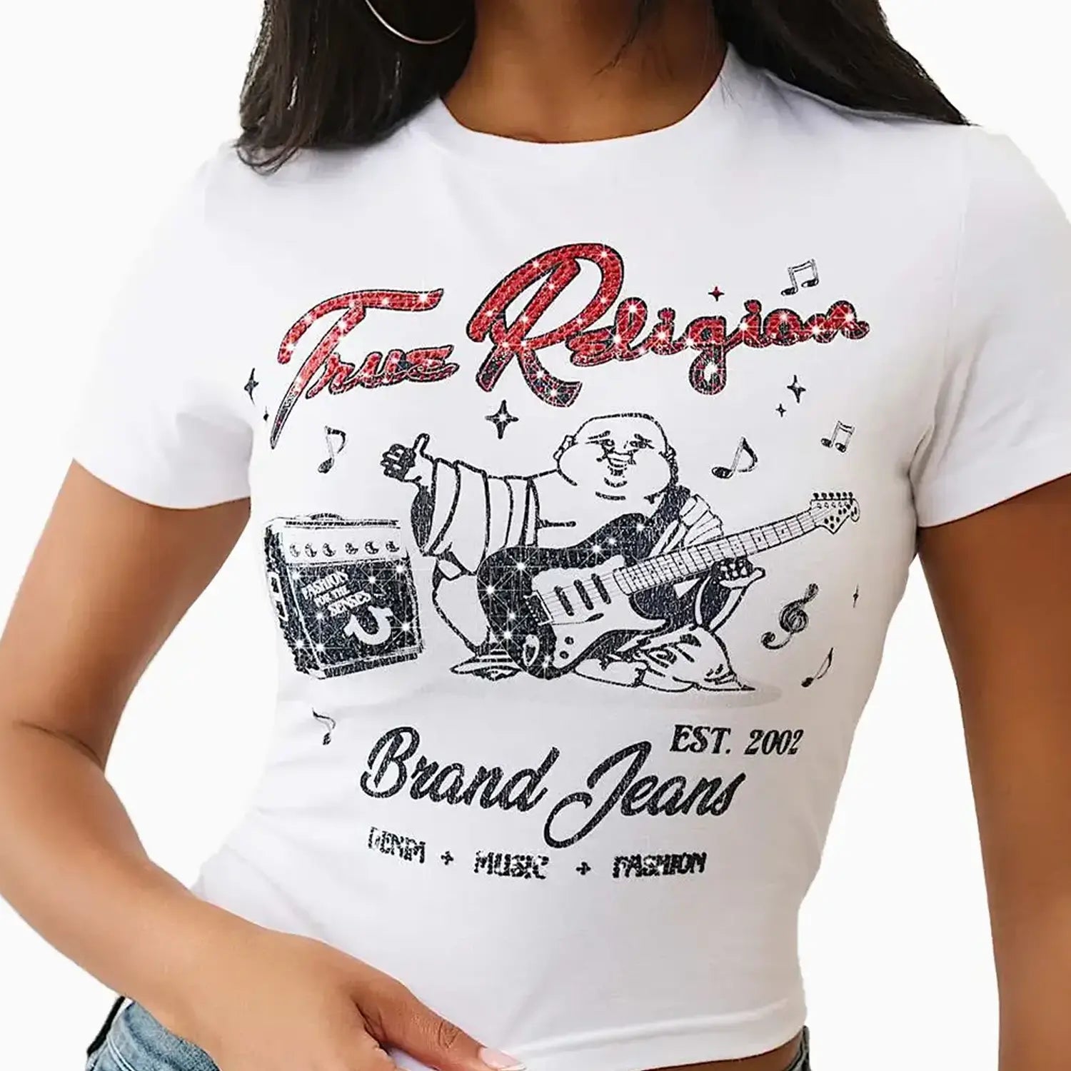 Women's Crystal Buddha Baby T-Shirt True Religion - Tops and Bottoms USA