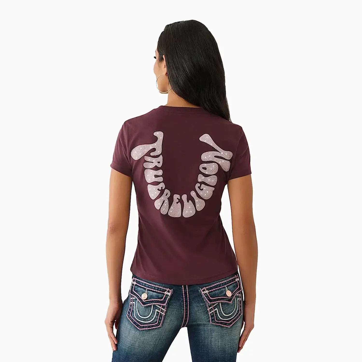 Women's Crystal Horseshoe T-Shirt True Religion - Tops and Bottoms USA