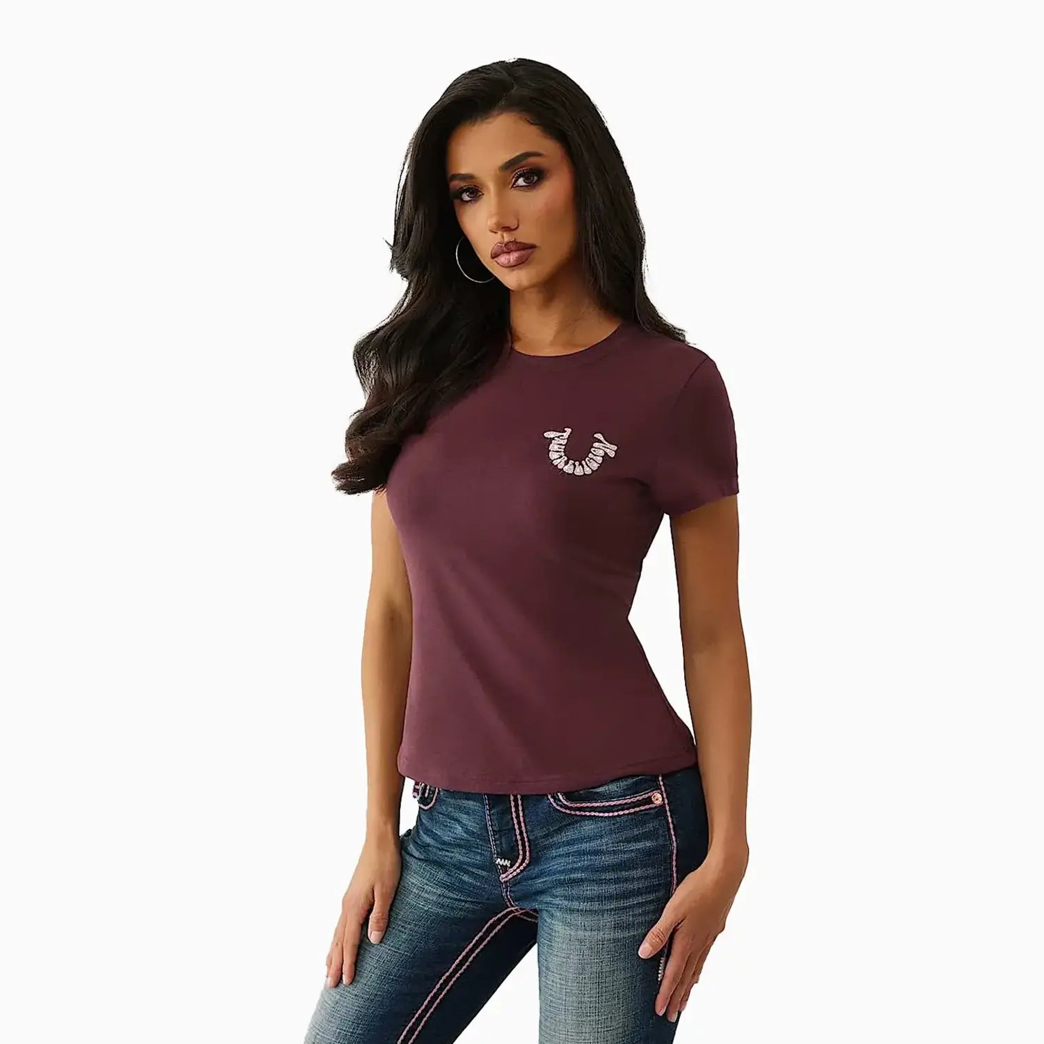Women's Crystal Horseshoe T-Shirt True Religion - Tops and Bottoms USA