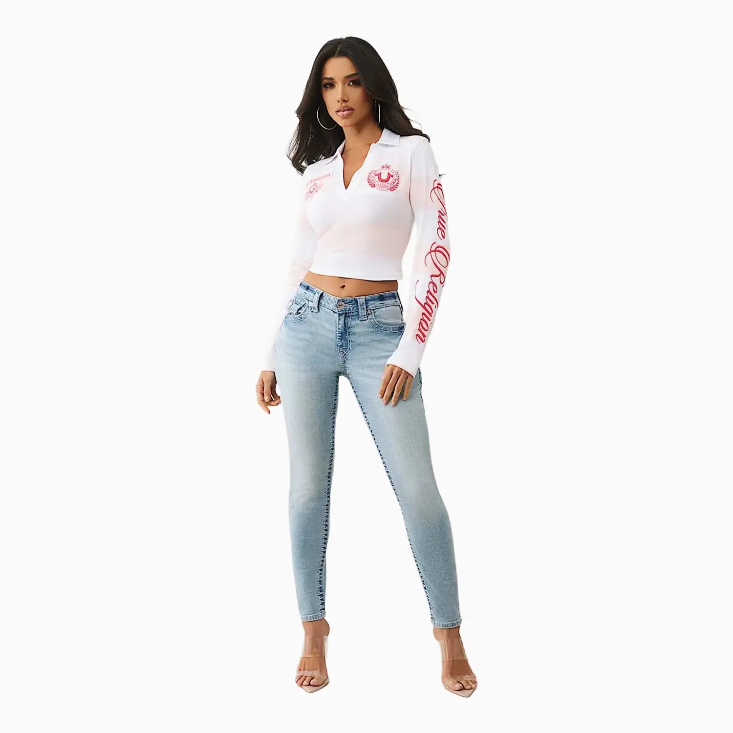 Women's Jennie Mid Rise Big T Flap Curvy Skinny Jean Pant