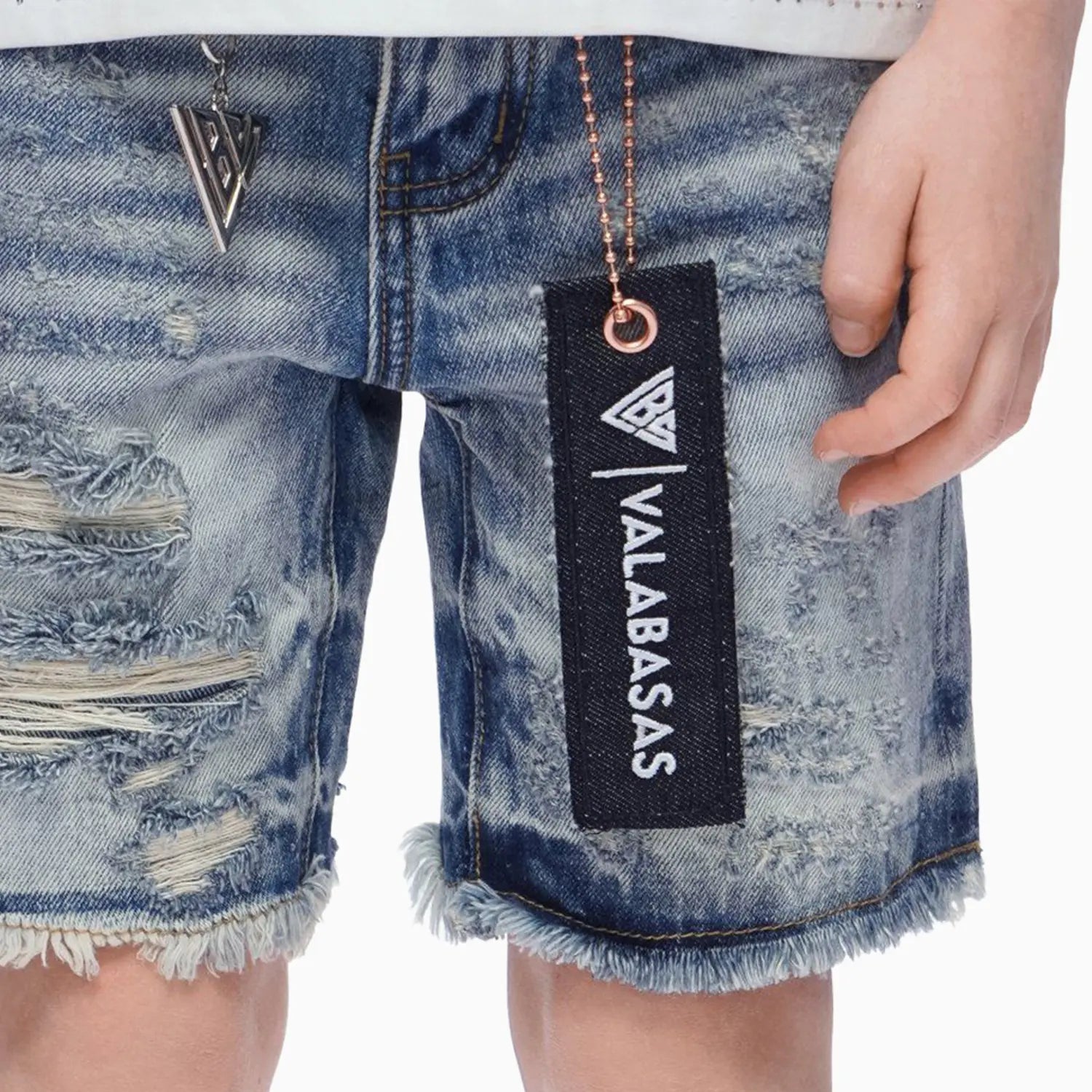 Kid's Clipped Denim Shorts Valabasas - Tops and Bottoms USA