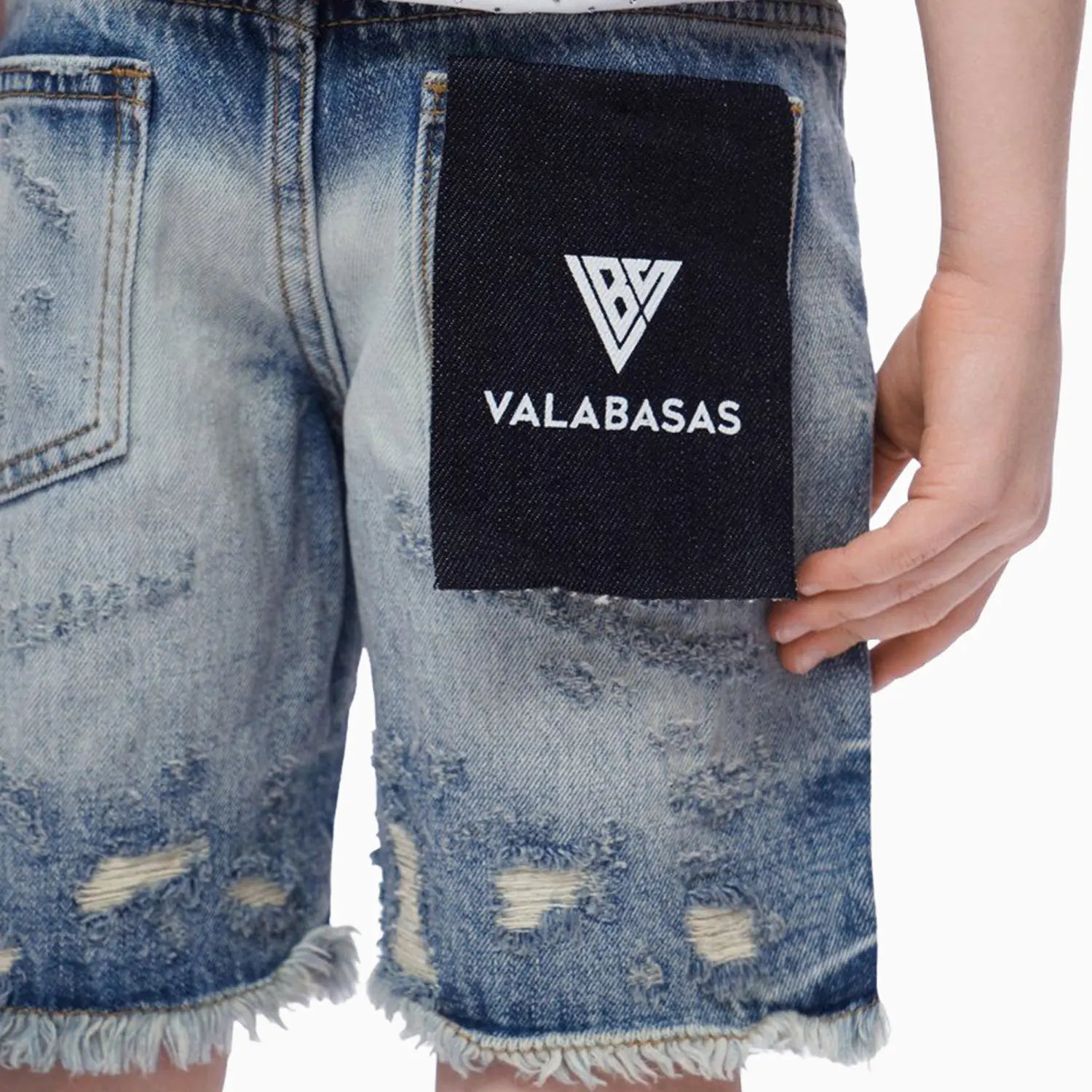 Kid's Clipped Denim Shorts Valabasas - Tops and Bottoms USA