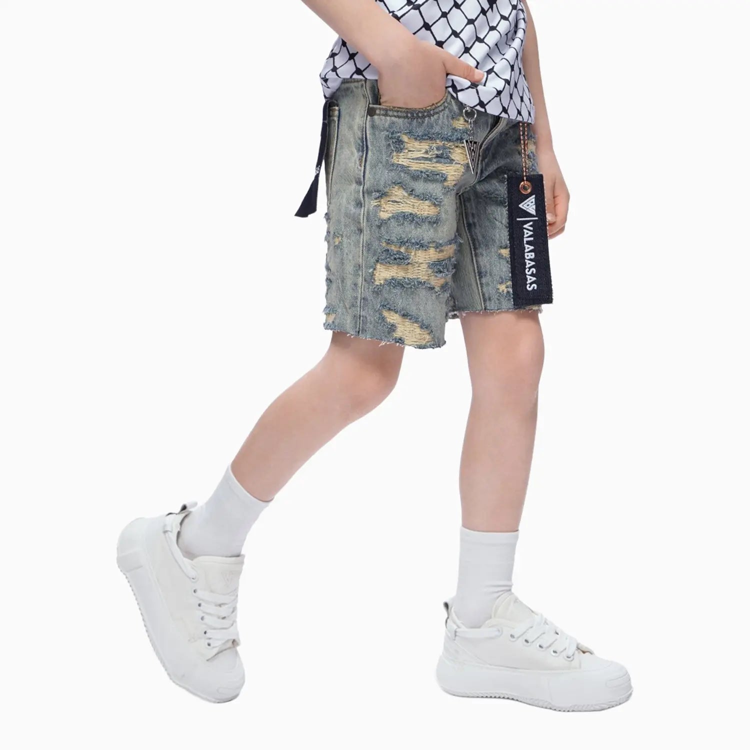 Kid's Incise Denim Shorts Valabasas - Tops and Bottoms USA