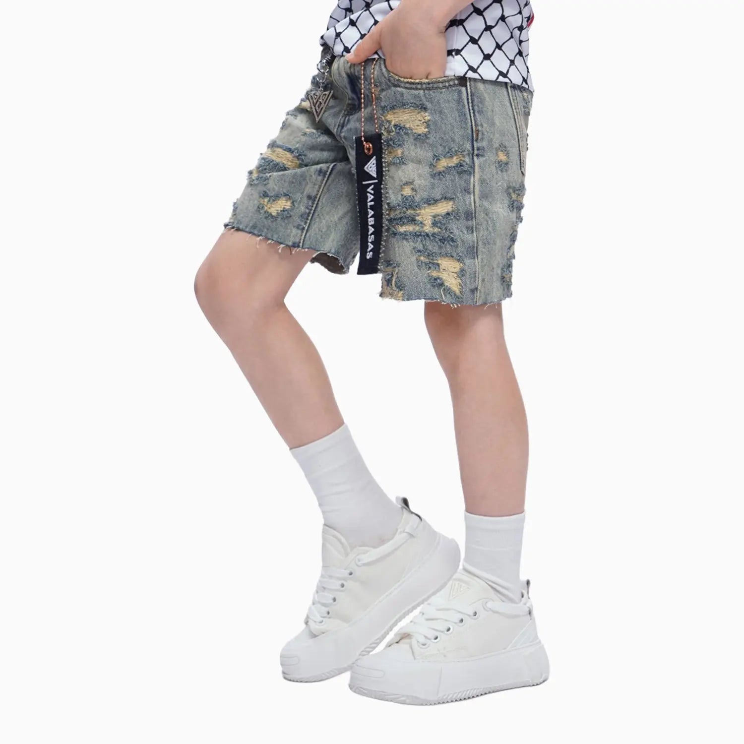 Kid's Incise Denim Shorts Valabasas - Tops and Bottoms USA
