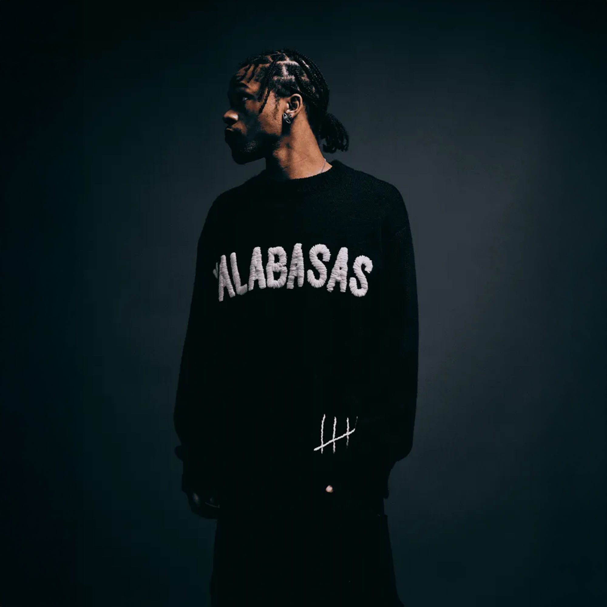 Valabasas Men's Altered Crew Neck Black Sweatshirt