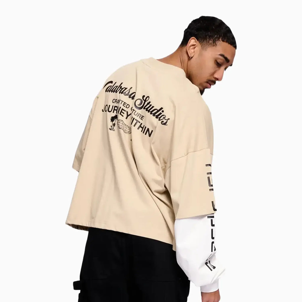 WANIMA KDB LONGSLEEVE Beige×Black XL valabasas-mens-impact-long-