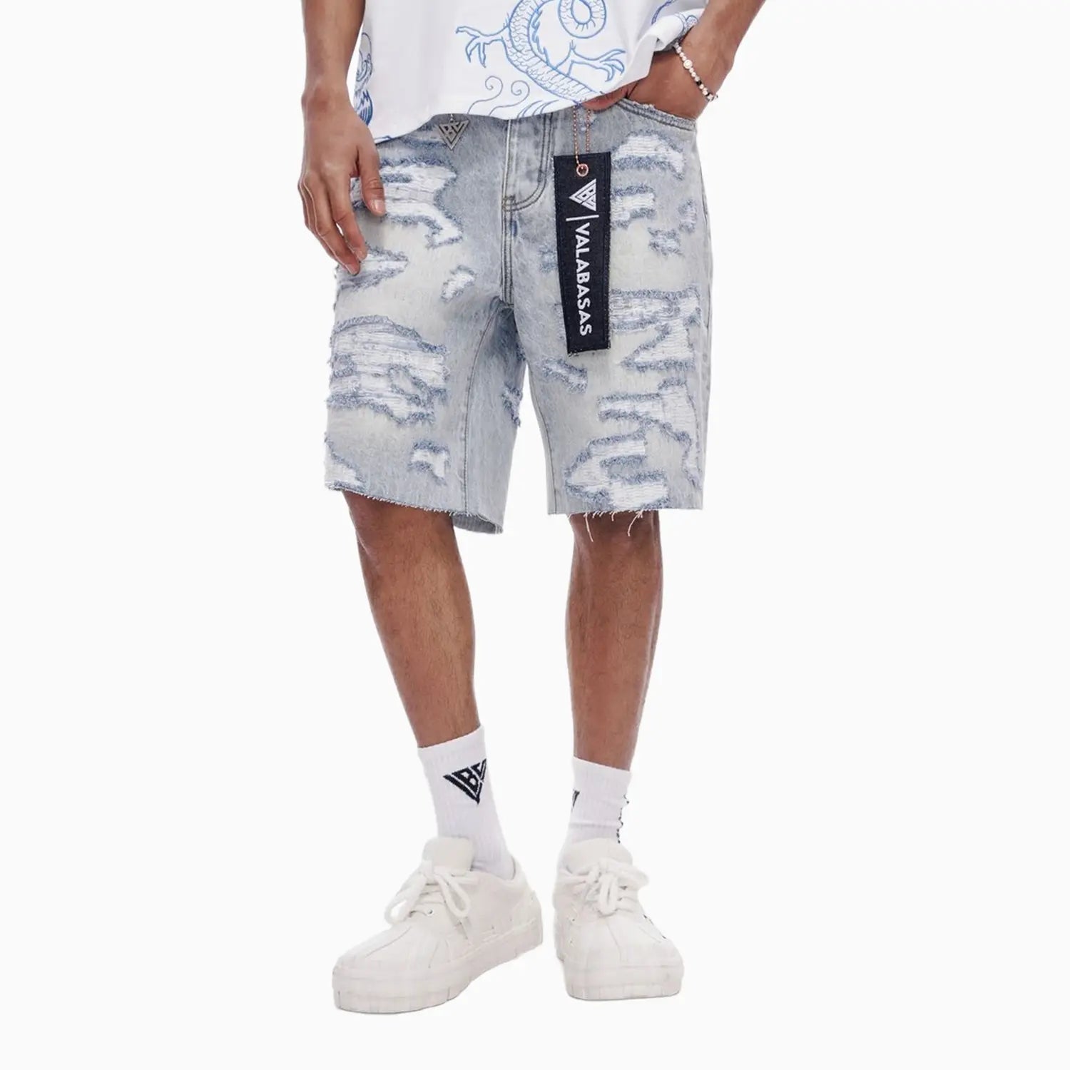 Men's Incise Denim Shorts