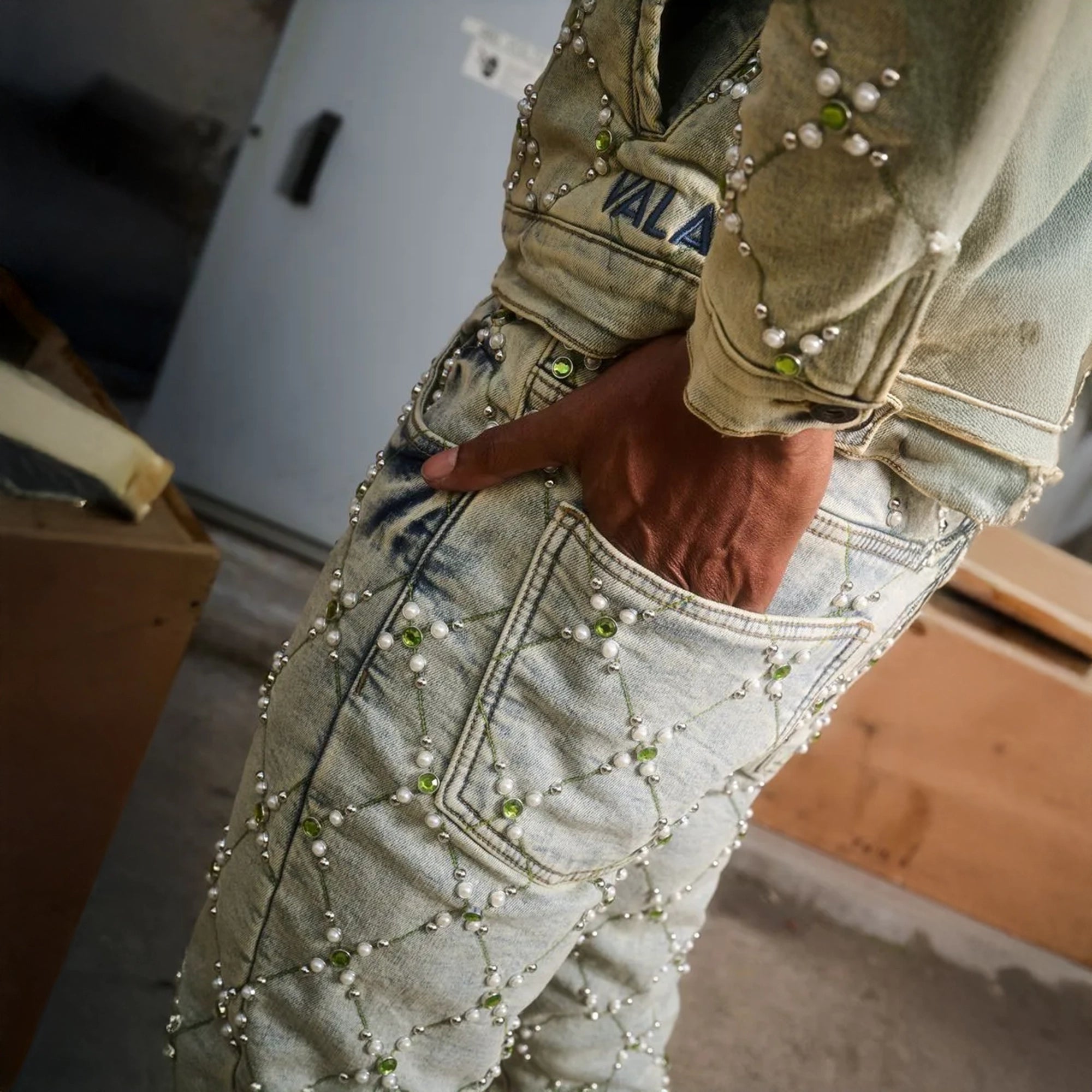 Men's Pop Stacked Denim Pant Valabasas - Tops and Bottoms USA
