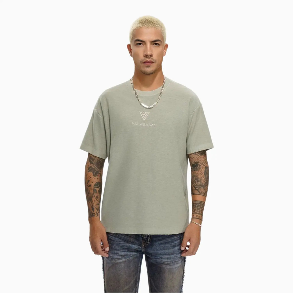 Men's Vlogo Washed T-Shirt Valabasas - Tops and Bottoms USA