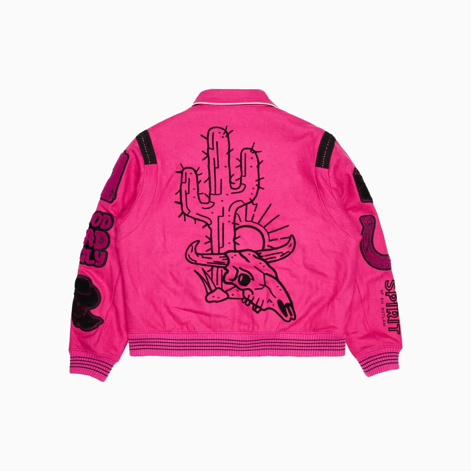 Valabasas Men's Wild Bunch Fuchsia Varsity Jacket Valabasas Men's Wild Bunch Fuchsia Varsity Jacket