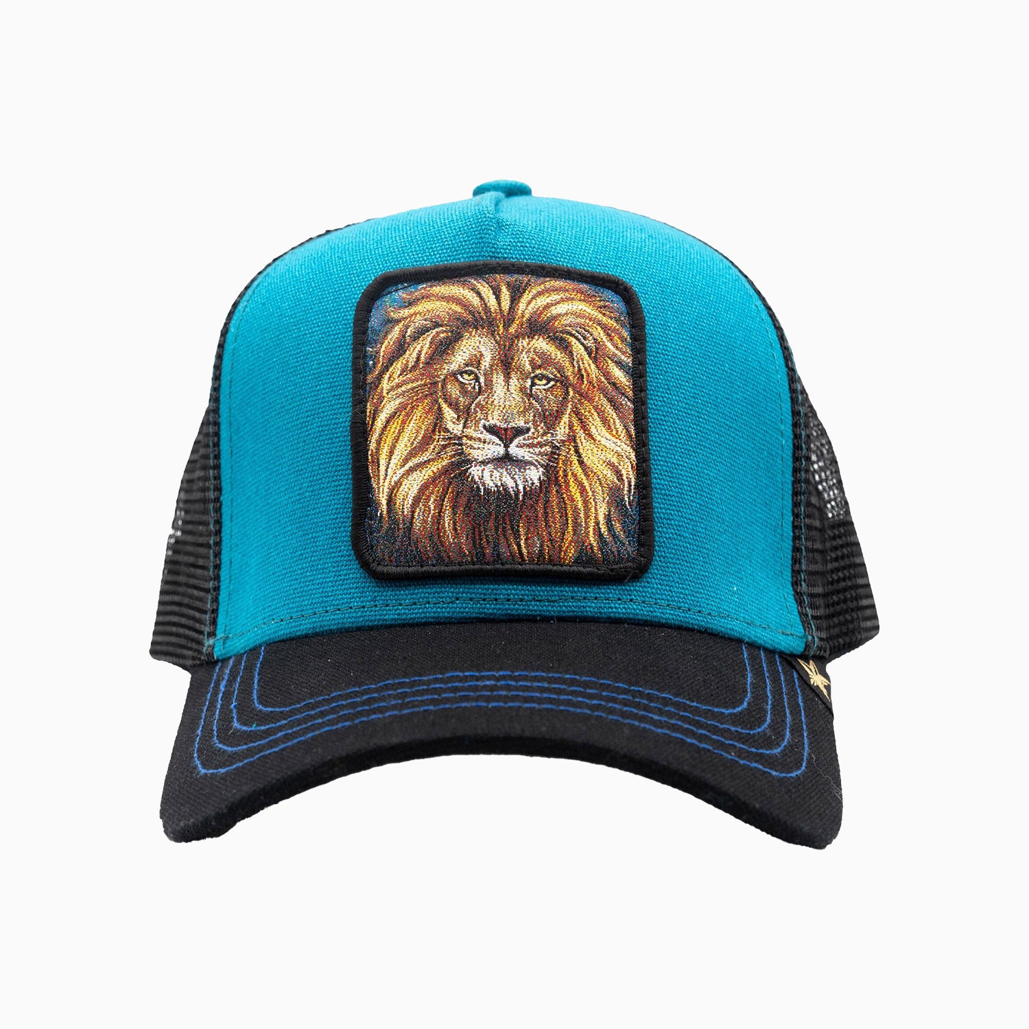 gold-star-hats-the-lion-blue-trucker-hat-z005-blue