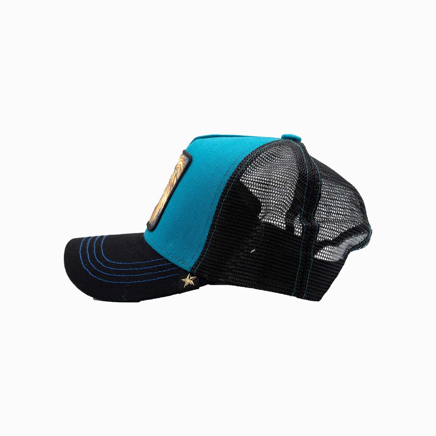 gold-star-hats-the-lion-blue-trucker-hat-z005-blue