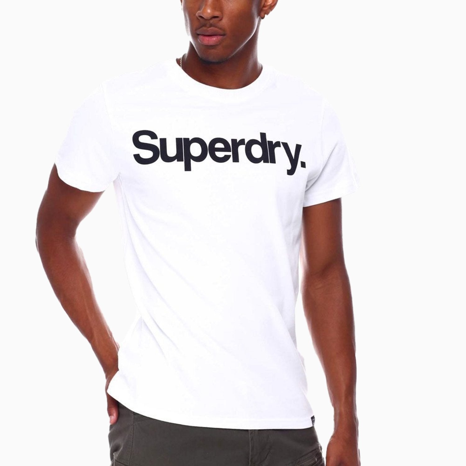 Superdry Men's Crew Neck Short Sleeve T Shirt - Color: Optic White - Tops and Bottoms USA -