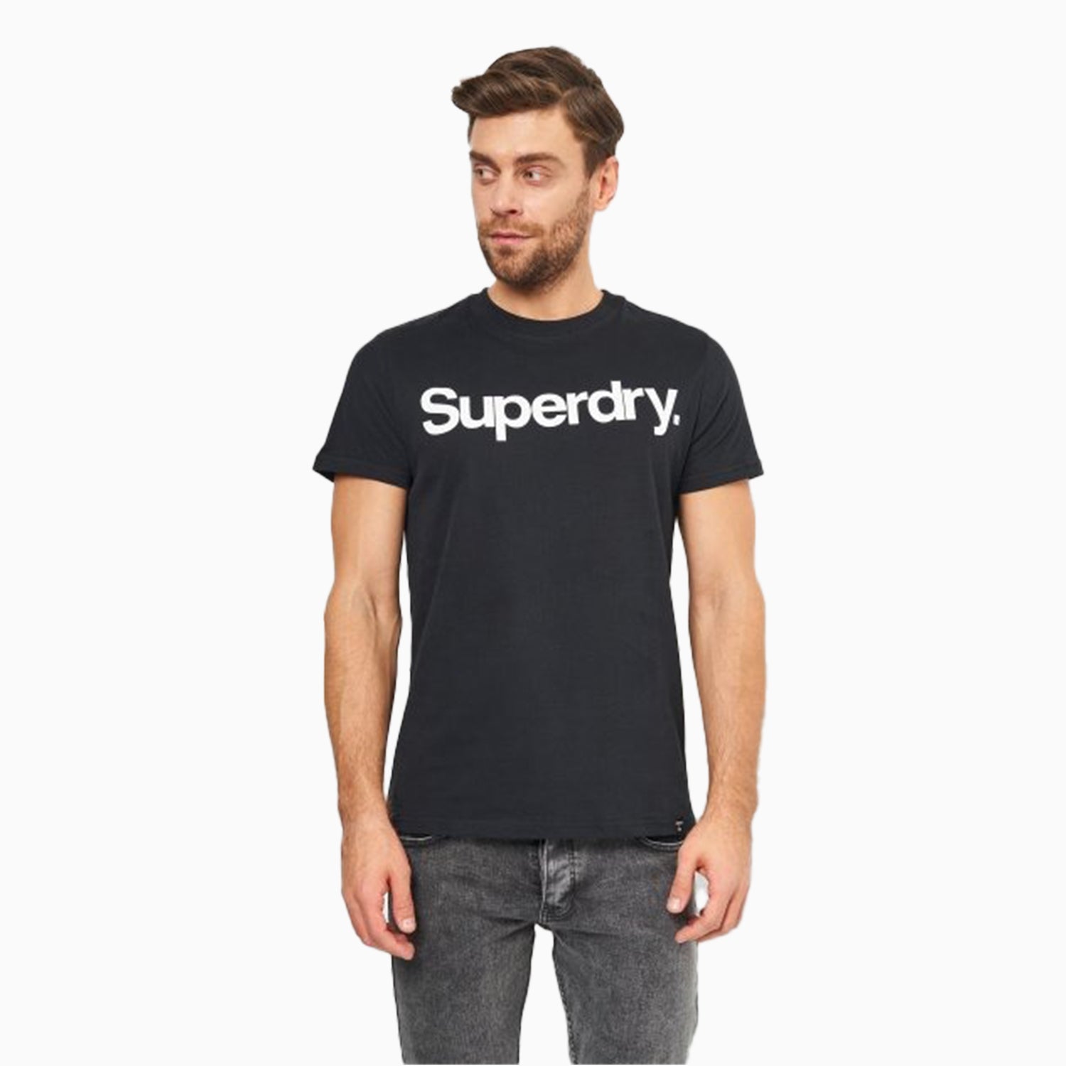 Superdry Men's Crew Neck Short Sleeve T Shirt - Color: Black - Tops and Bottoms USA -