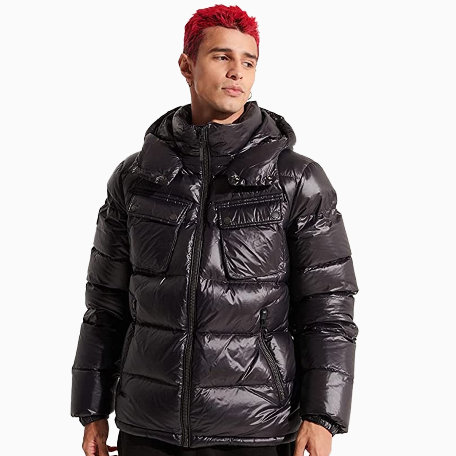 Superdry Men's Mountain Hooded Down Puffer Jacket - Color: Black - Tops and Bottoms USA -