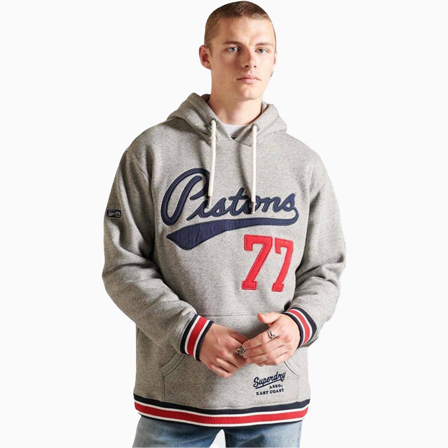 Superdry Men's Superdry Collegiate Hoodie - Color: Grey Grit - Tops and Bottoms USA -