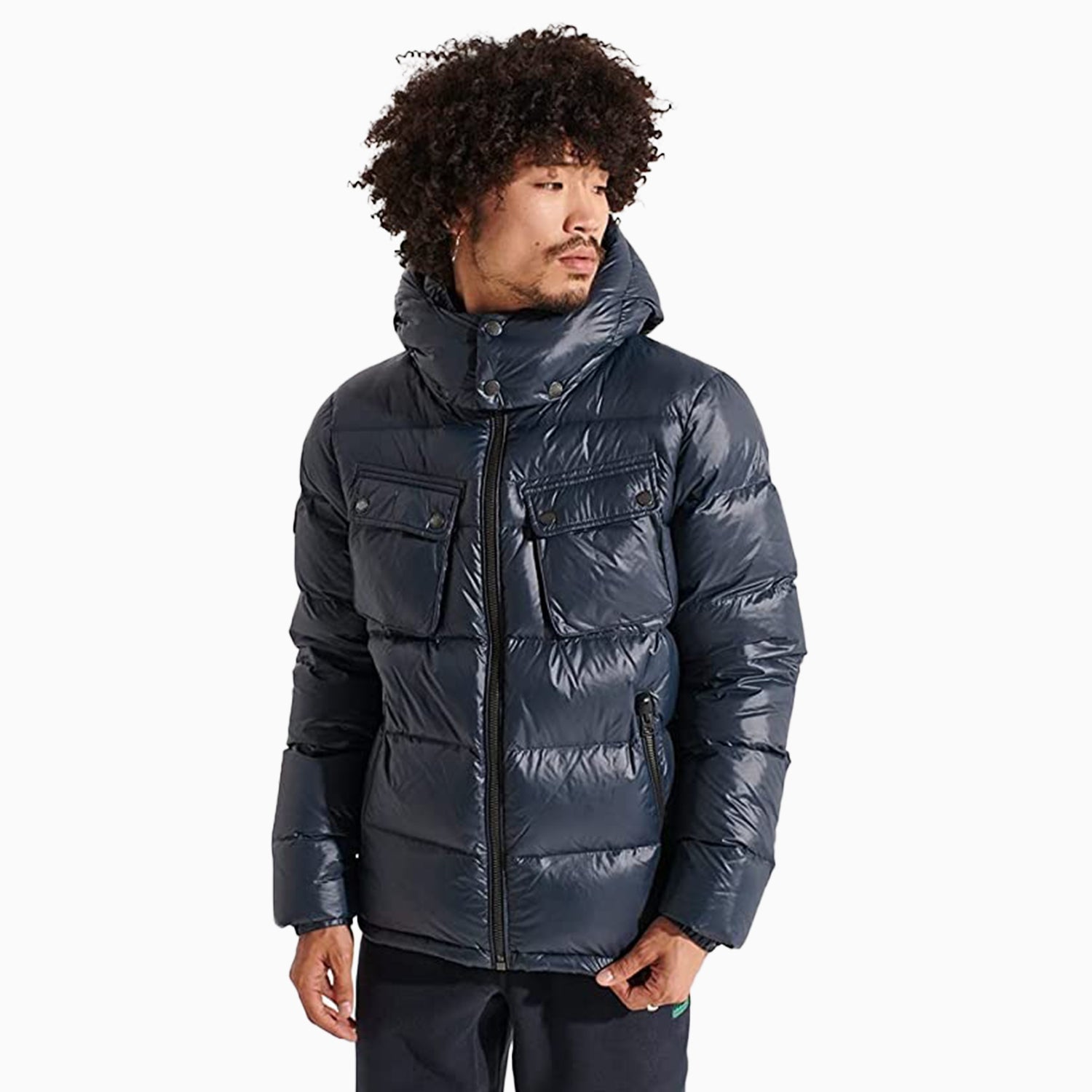 Superdry Men's Mountain Hooded Down Puffer Jacket - Color: Eclipse Navy - Tops and Bottoms USA -