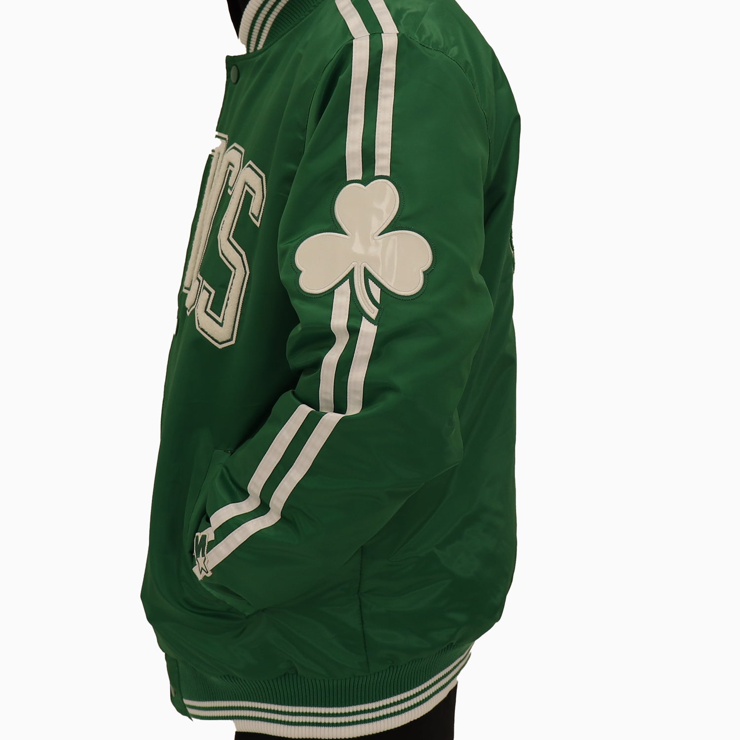 Starter Men's Boston Celtics NBA Varsity Satin Jacket - Color: Green - Tops and Bottoms USA -