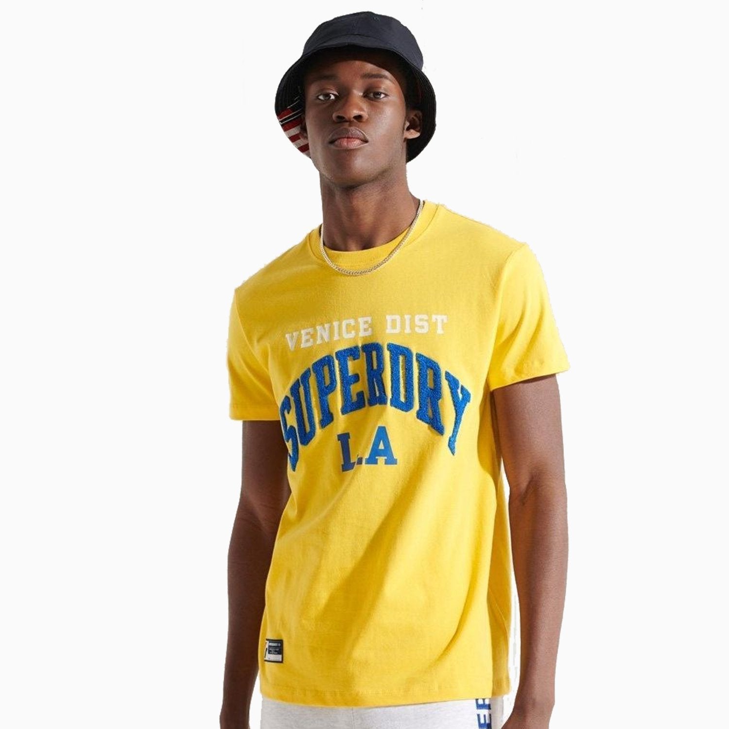 Superdry | Men's Varsity Arch Short Sleeve T-Shirt - Color: Nautical Yellow - Tops and Bottoms USA -
