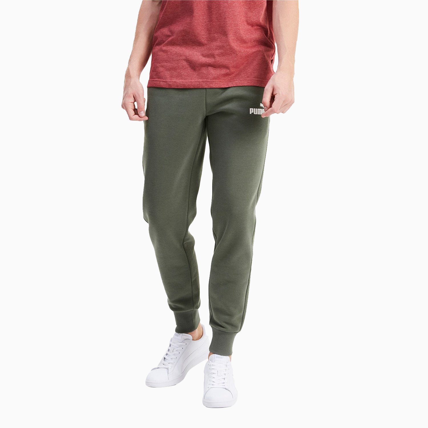 Puma Men's Essentials Logo Sweatpants - Color: Thyme - Tops and Bottoms USA -