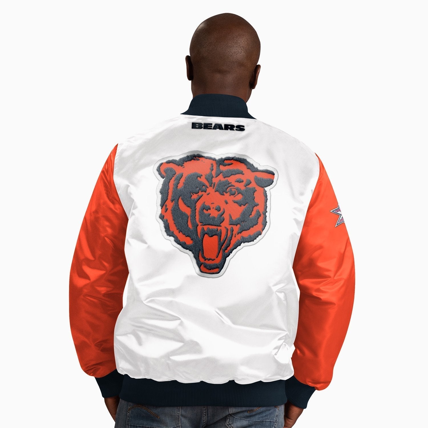 Starter Men's Chicago Bears NFL Satin Jacket - Color: Multi - Tops and Bottoms USA -