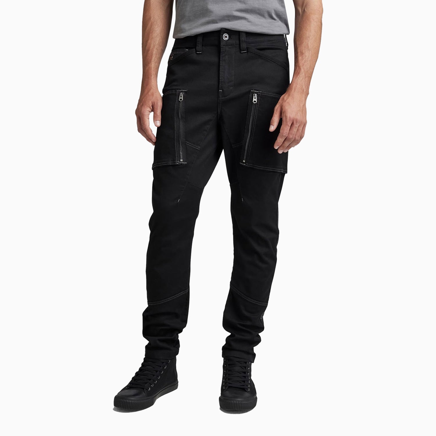 G-Star Raw Men's Zip Pocket 3D Skinny Cargo Pant - Color: Dark Black - Tops and Bottoms USA -