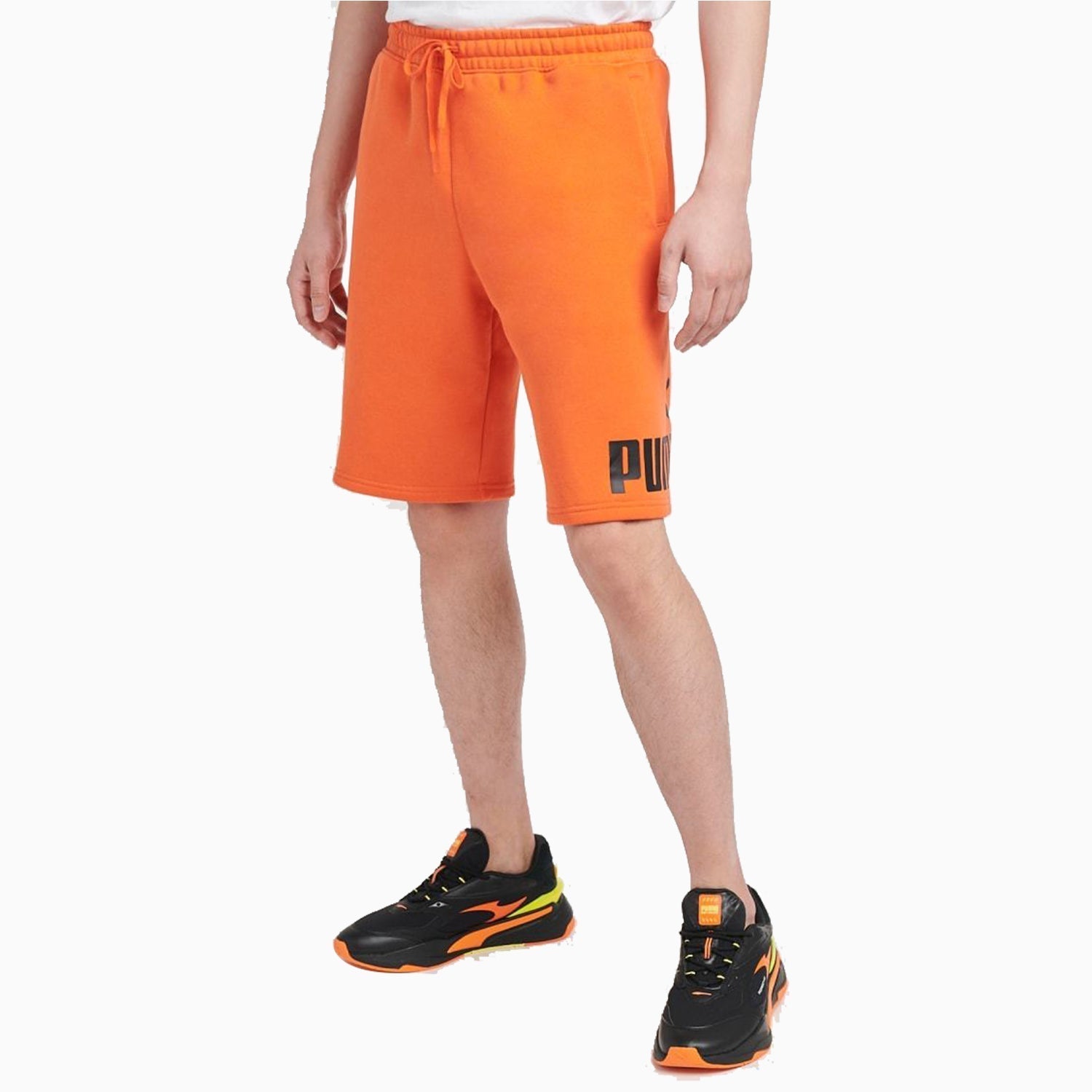 Puma Men's Big Fleece Logo Short - Color: ORANGE - Tops and Bottoms USA -
