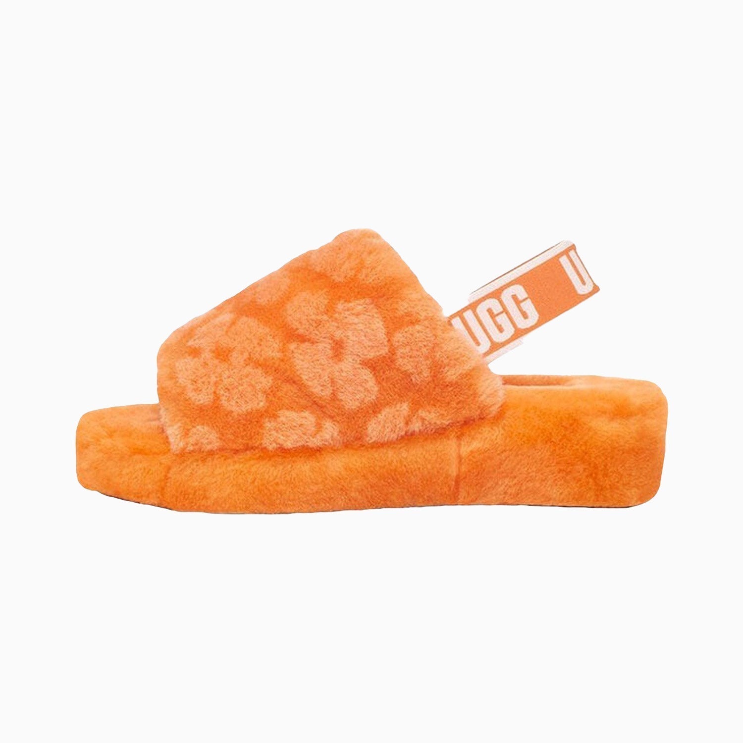 UGG Women's Fluff Yeah Slide Poppy - Color: Orange, Pink, Green - Tops and Bottoms USA -