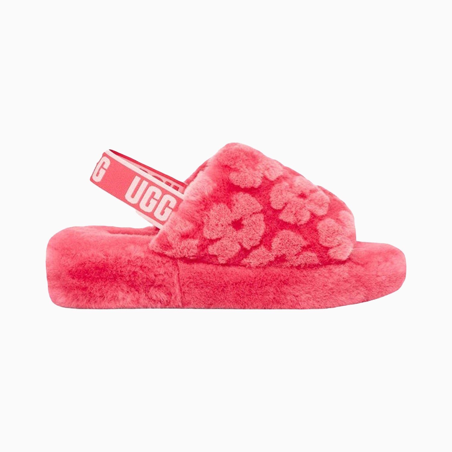 UGG Women's Fluff Yeah Slide Poppy - Color: Pink - Tops and Bottoms USA -