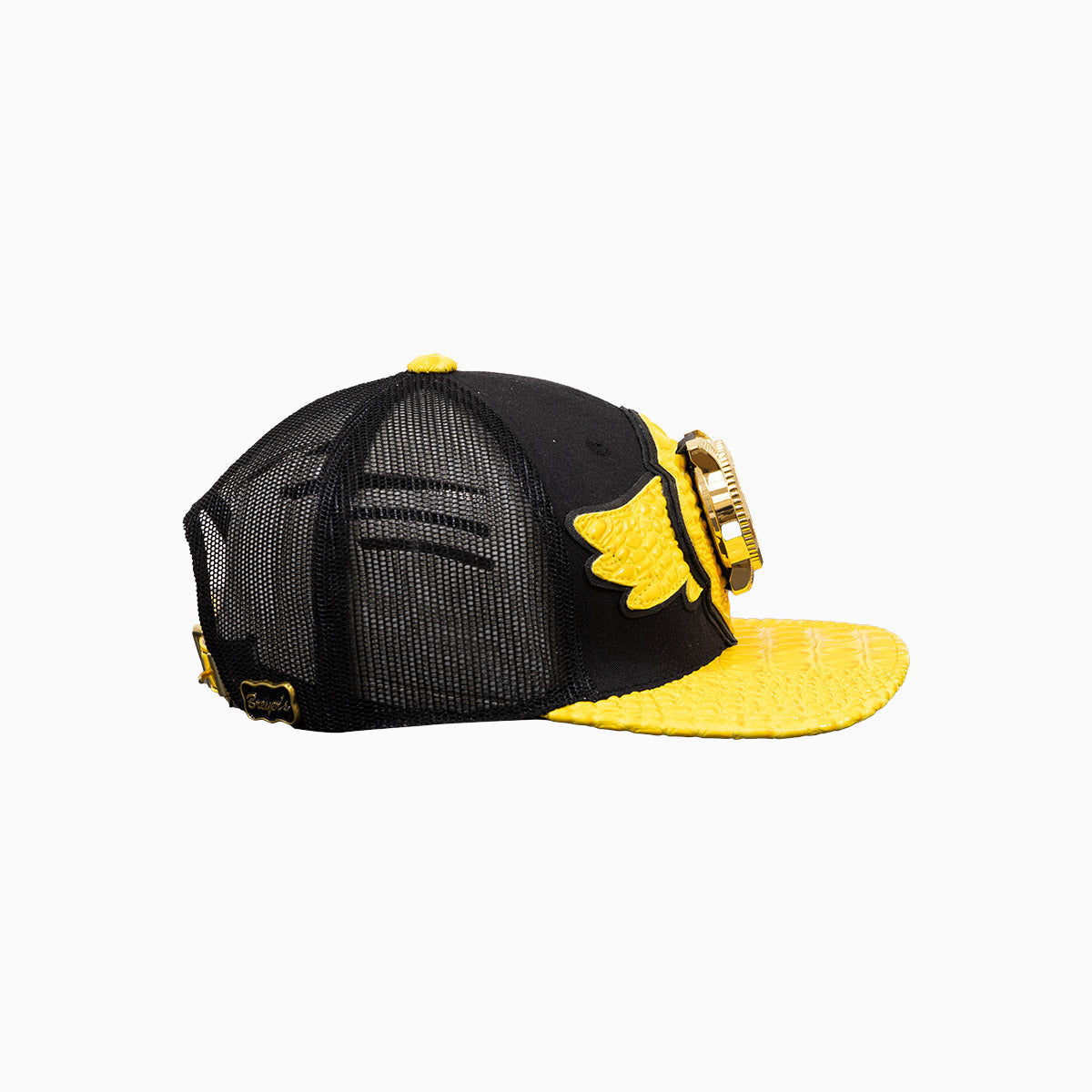 Breyers Leather Pattern Hat - Color: Black/Yellow - Tops and Bottoms USA -