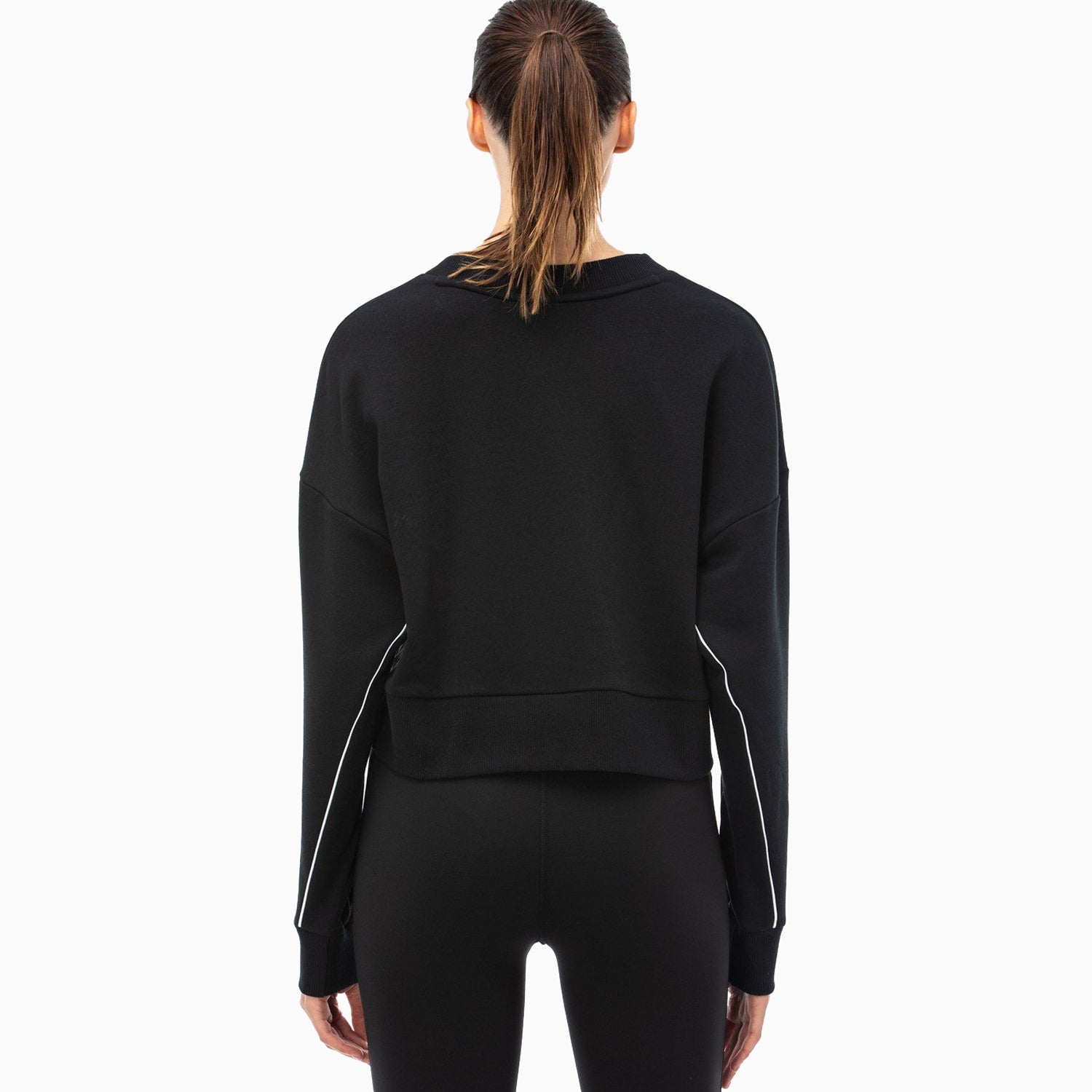 Puma | Women's Classics Cropped Crew Sweatshirt - Color: BLACK, WHITE - Tops and Bottoms USA -