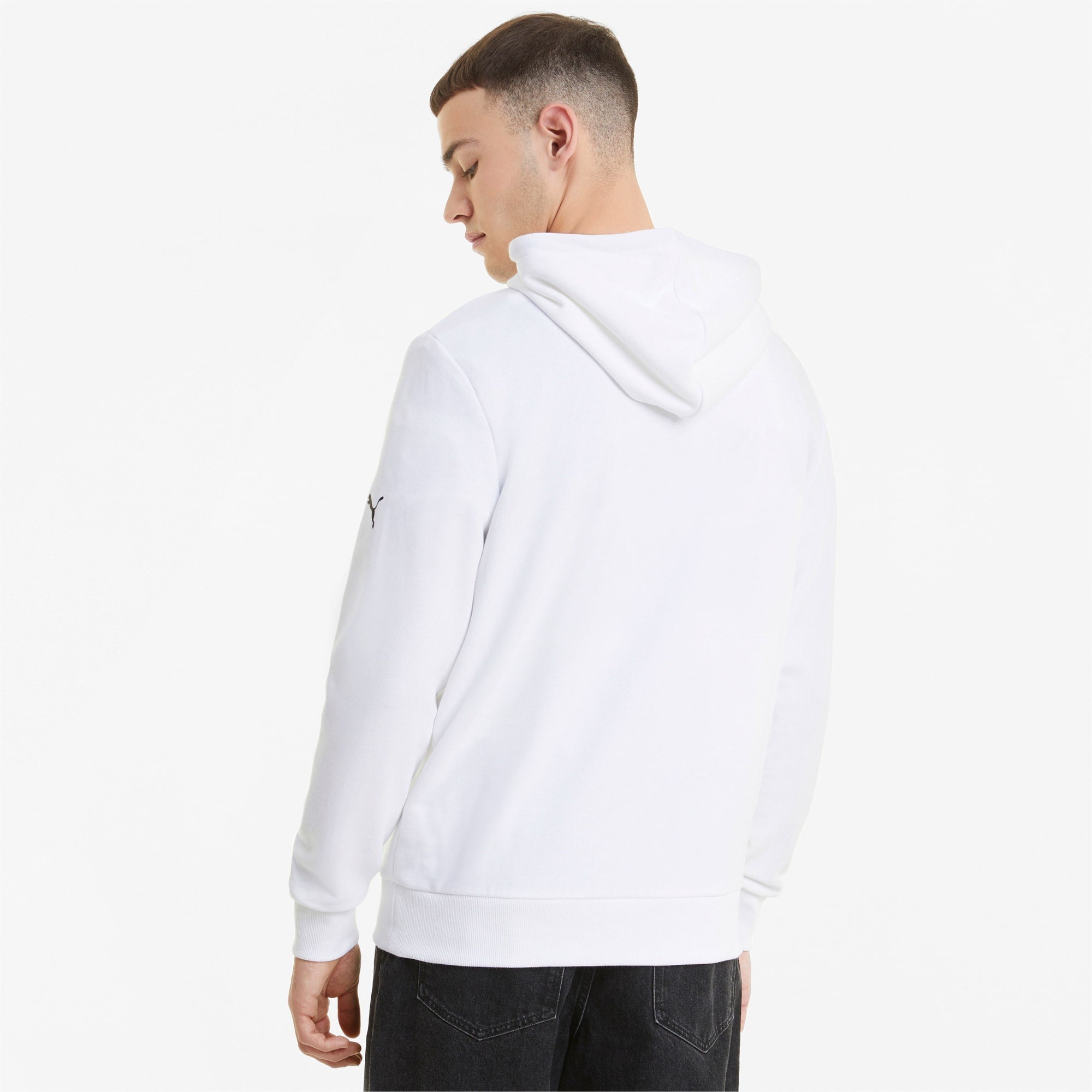 Puma Mens Essential BMW M Motorsport Logo Hoodie - Color: White - Tops and Bottoms USA -