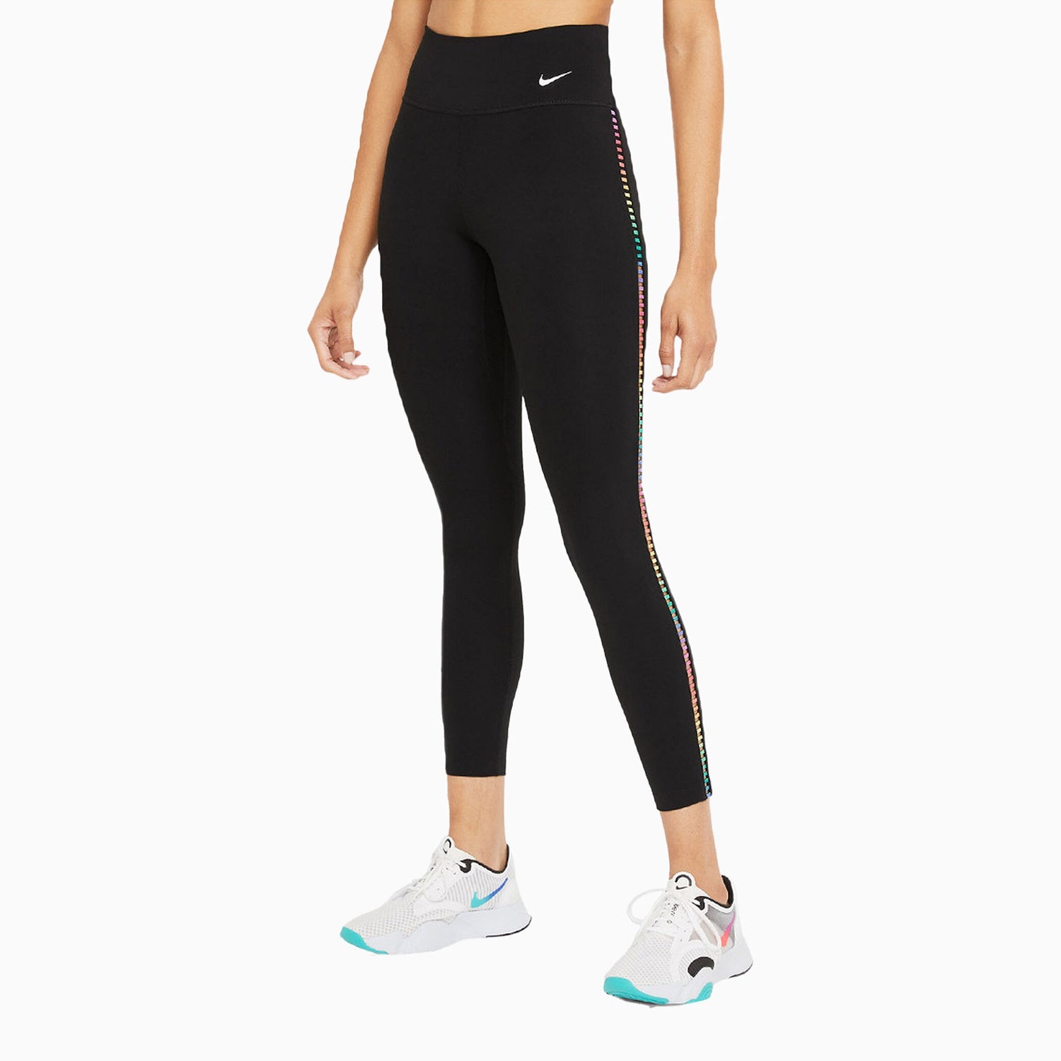 NIKE | Women's One Rainbow Ladder Leggings - Color: Black White - Tops and Bottoms USA -