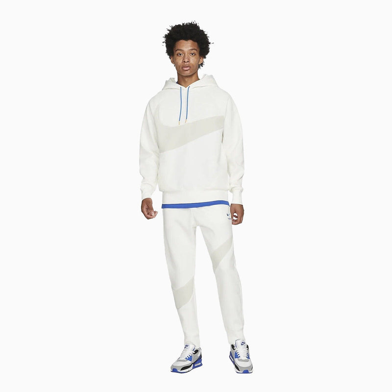 Men's Sportswear Swoosh Tech Fleece Jogging Suit (Sail Light Bone) showing a relaxed fit and soft fleece construction