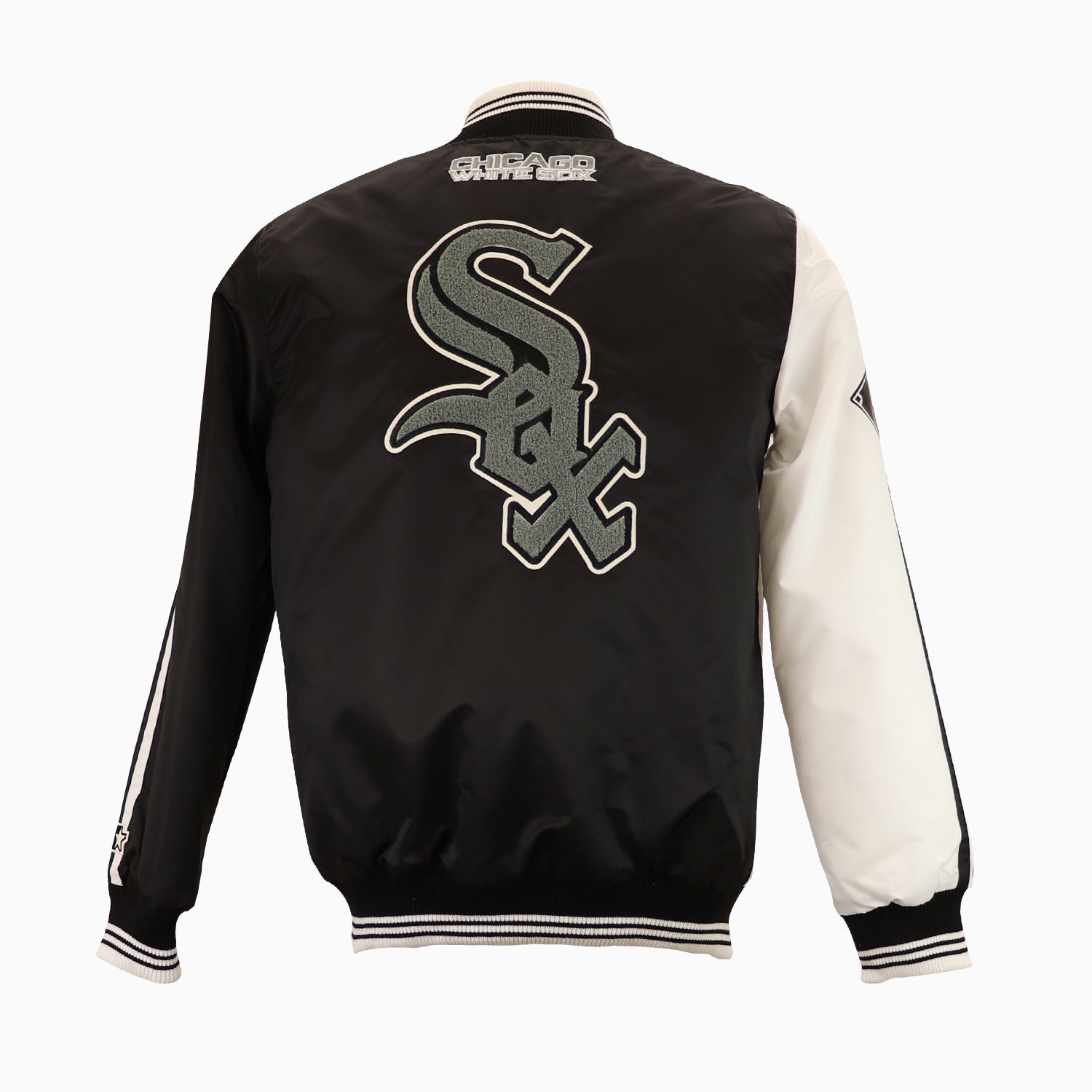 Starter Men's Chicago White Sox MLB Two Tone Jacket - Color: Black Dark Grey - Tops and Bottoms USA -