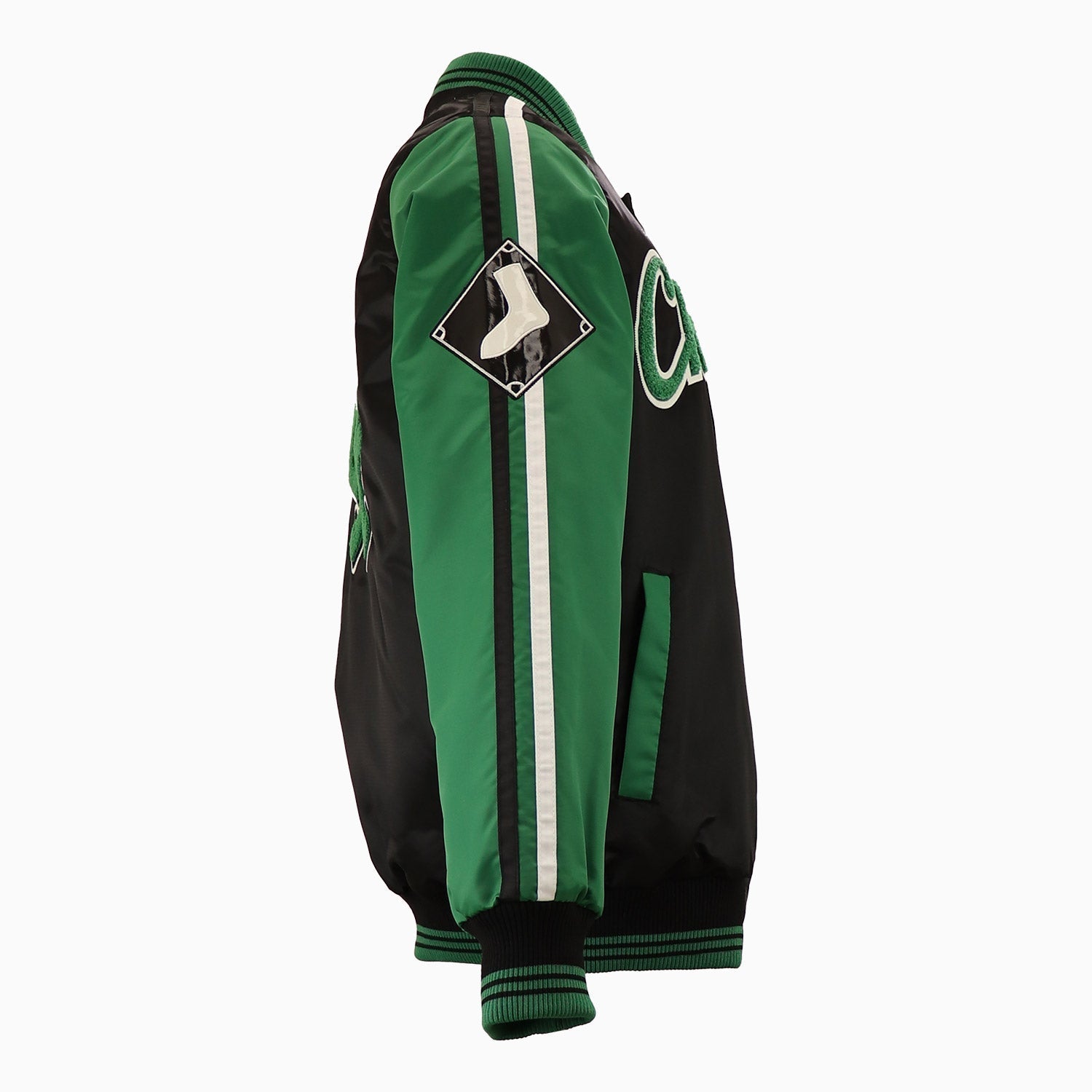 Starter Men's Chicago White Sox MLB Varsity Satin Jacket - Color: Green - Tops and Bottoms USA -