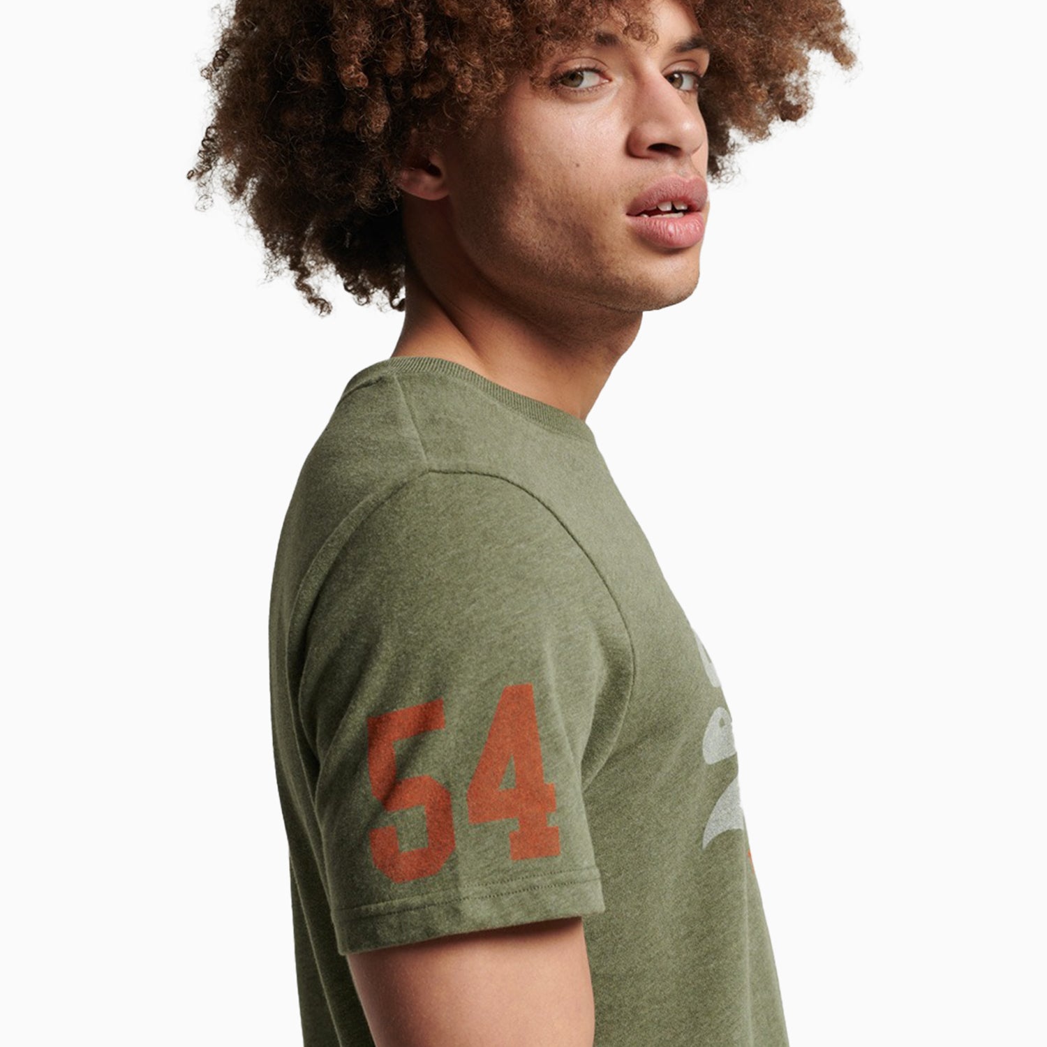 Superdry Men's Classic Graphic Logo T Shirt - Color: Olive Marl - Tops and Bottoms USA -