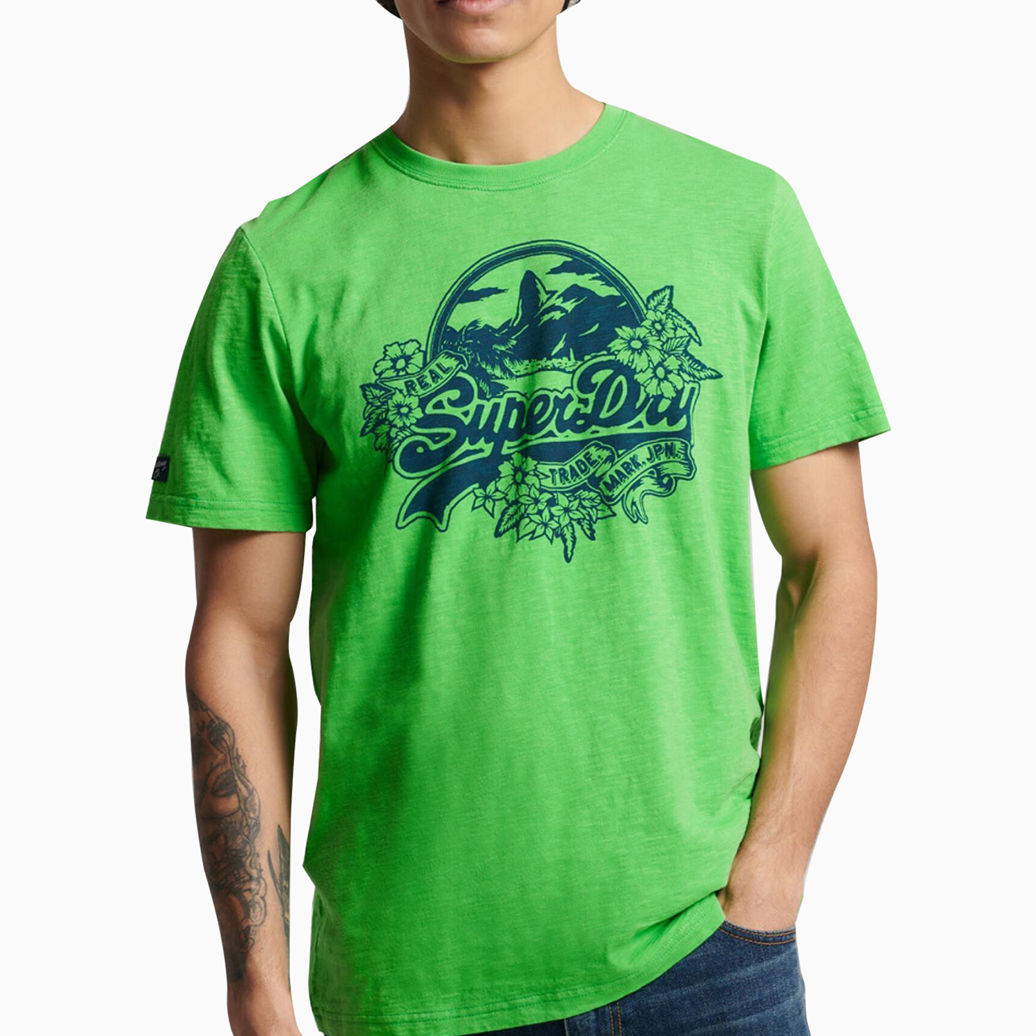 Superdry Men's Vintage Logo Seasonal T Shirt - Color: Apple Green - Tops and Bottoms USA -
