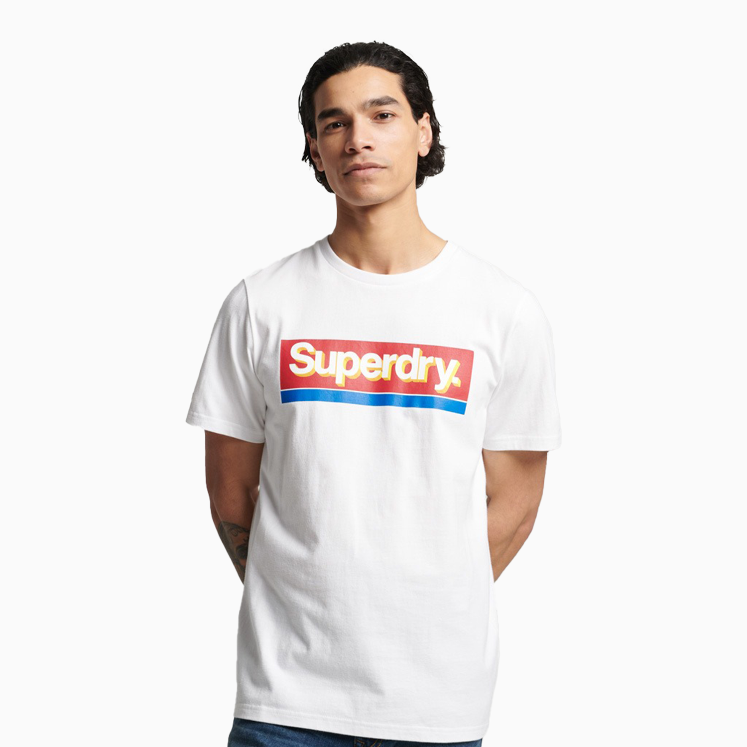 Superdry Men's Vintage CL Seasonal T Shirt - Color: Brilliant White - Tops and Bottoms USA -