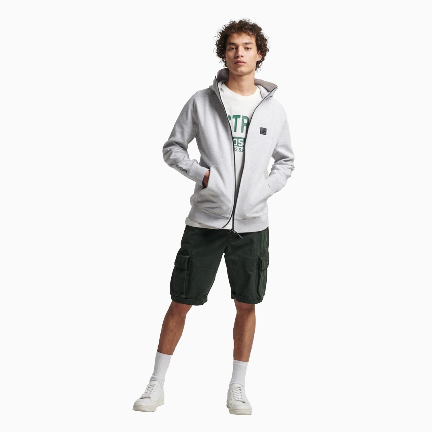 Superdry Men's Code Tech Tracksuit - Color: Cadet Grey Marl - Tops and Bottoms USA -