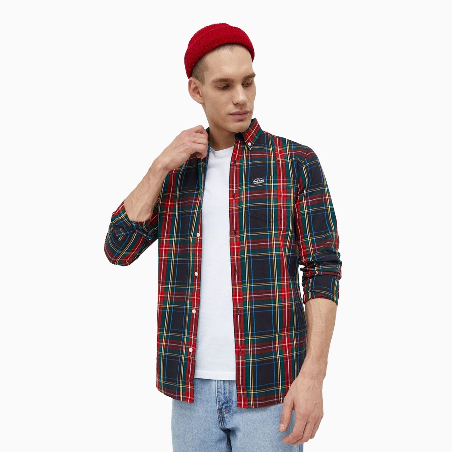 Superdry Men's Vintage Check Merchant Shirt - Color: Black Multi Check - Tops and Bottoms USA -