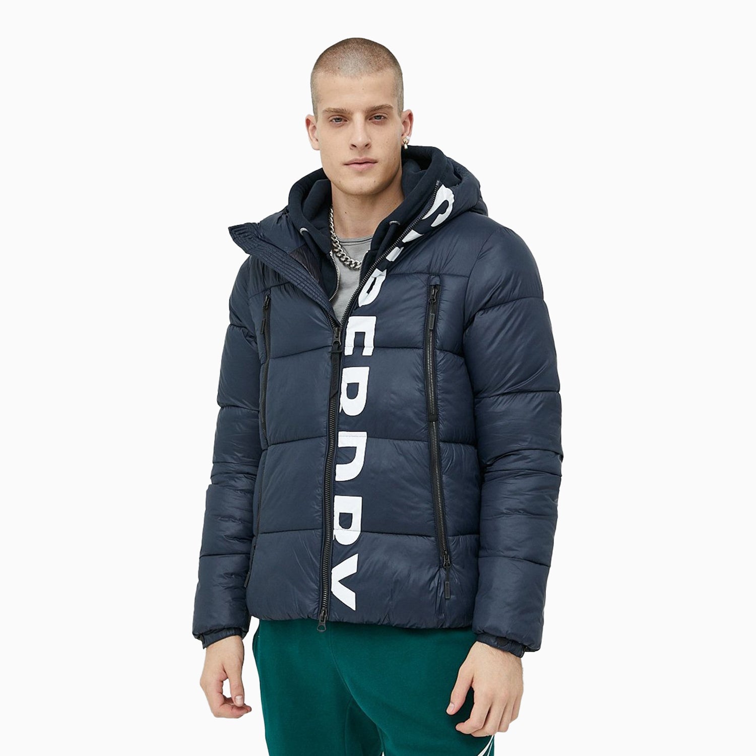 Superdry Men's Mountain Hooded Alpine Jacket - Color: Eclipse Navy - Tops and Bottoms USA -