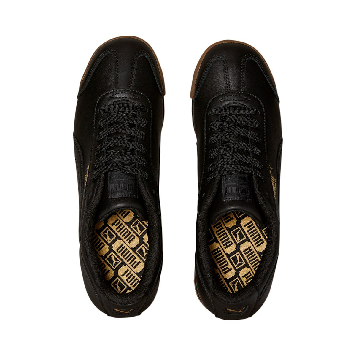PUMA | Unisex Roma Classic Gum - Color: BLACK TEAM GOLD - Tops and Bottoms USA -