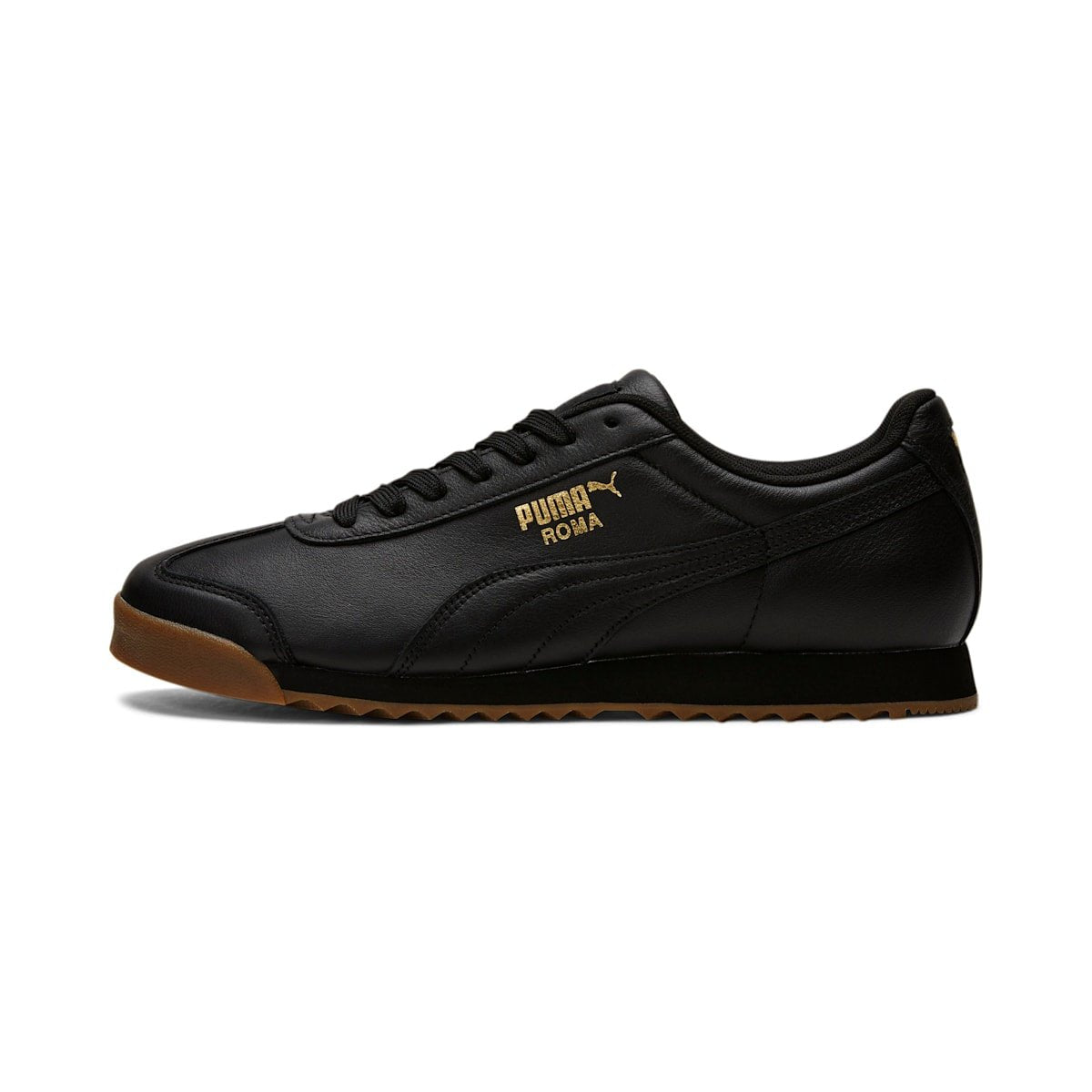PUMA | Unisex Roma Classic Gum - Color: BLACK TEAM GOLD - Tops and Bottoms USA -