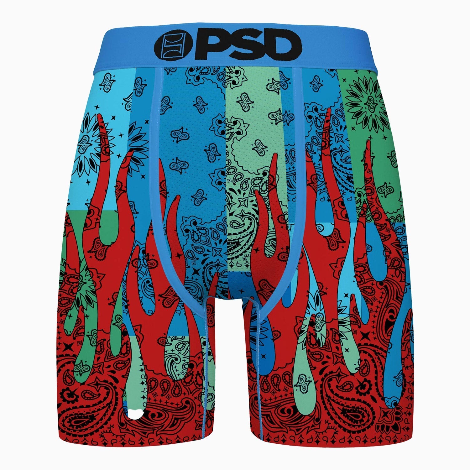 PSD Underwear Men's Cool Bandana Flames Boxers - Color: Multi - Tops and Bottoms USA -