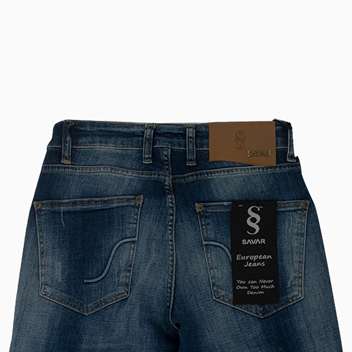Savar Men's Basic Dark Blue Denim Pant - Color: Dark Wash - Tops and Bottoms USA -