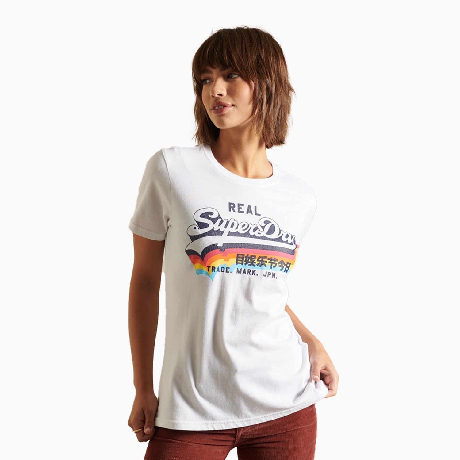 Superdry Women's Vintage Logo T Shirt - Color: Optic - Tops and Bottoms USA -