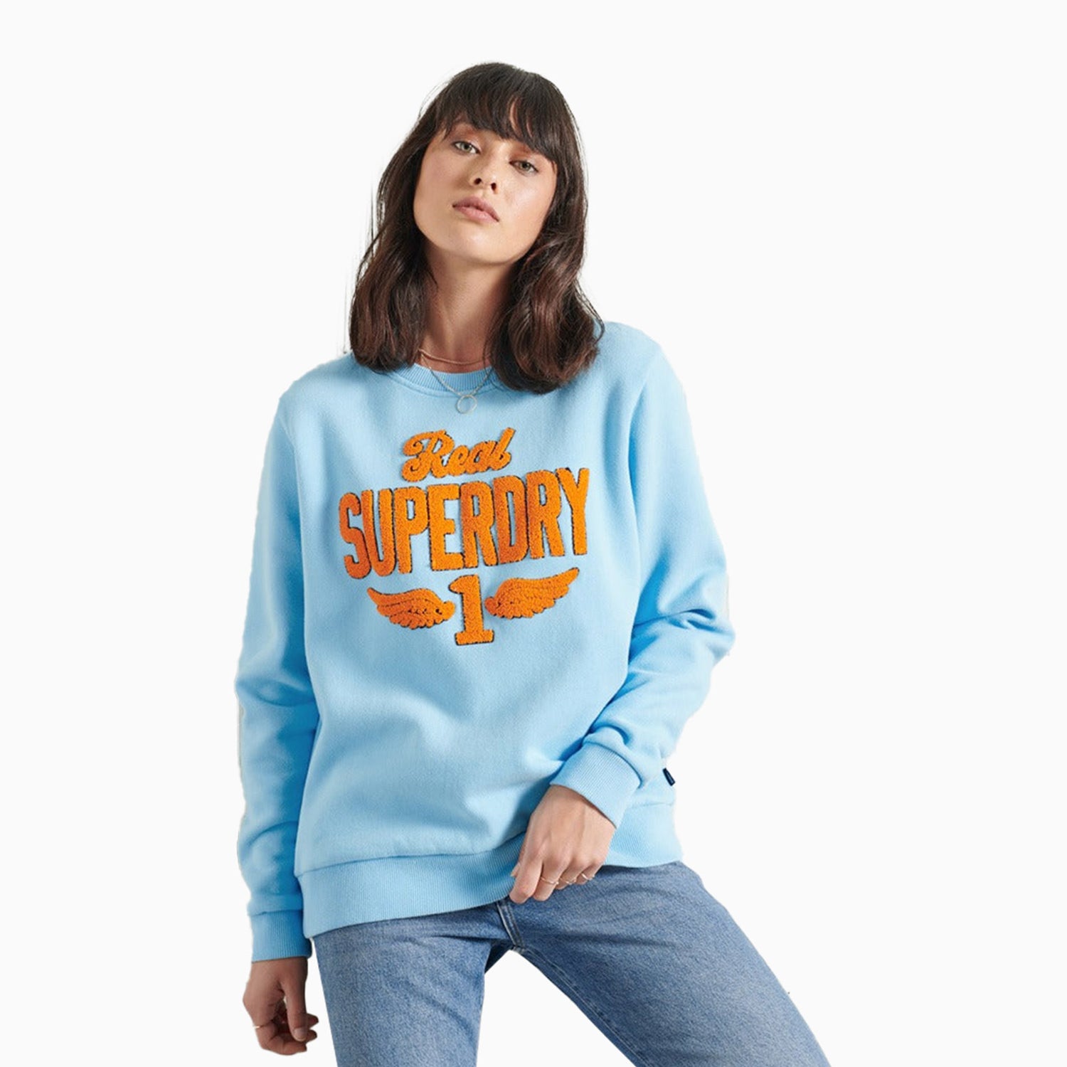 Superdry Women's Stone Wash Graphic Sweatshirt - Color: Royal - Tops and Bottoms USA -