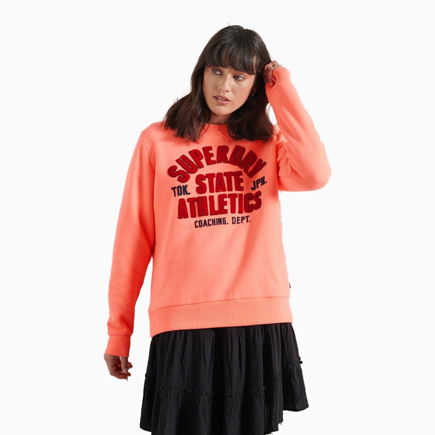 Superdry Women's Stone Wash Graphic Sweatshirt - Color: Volcanic Orange - Tops and Bottoms USA -