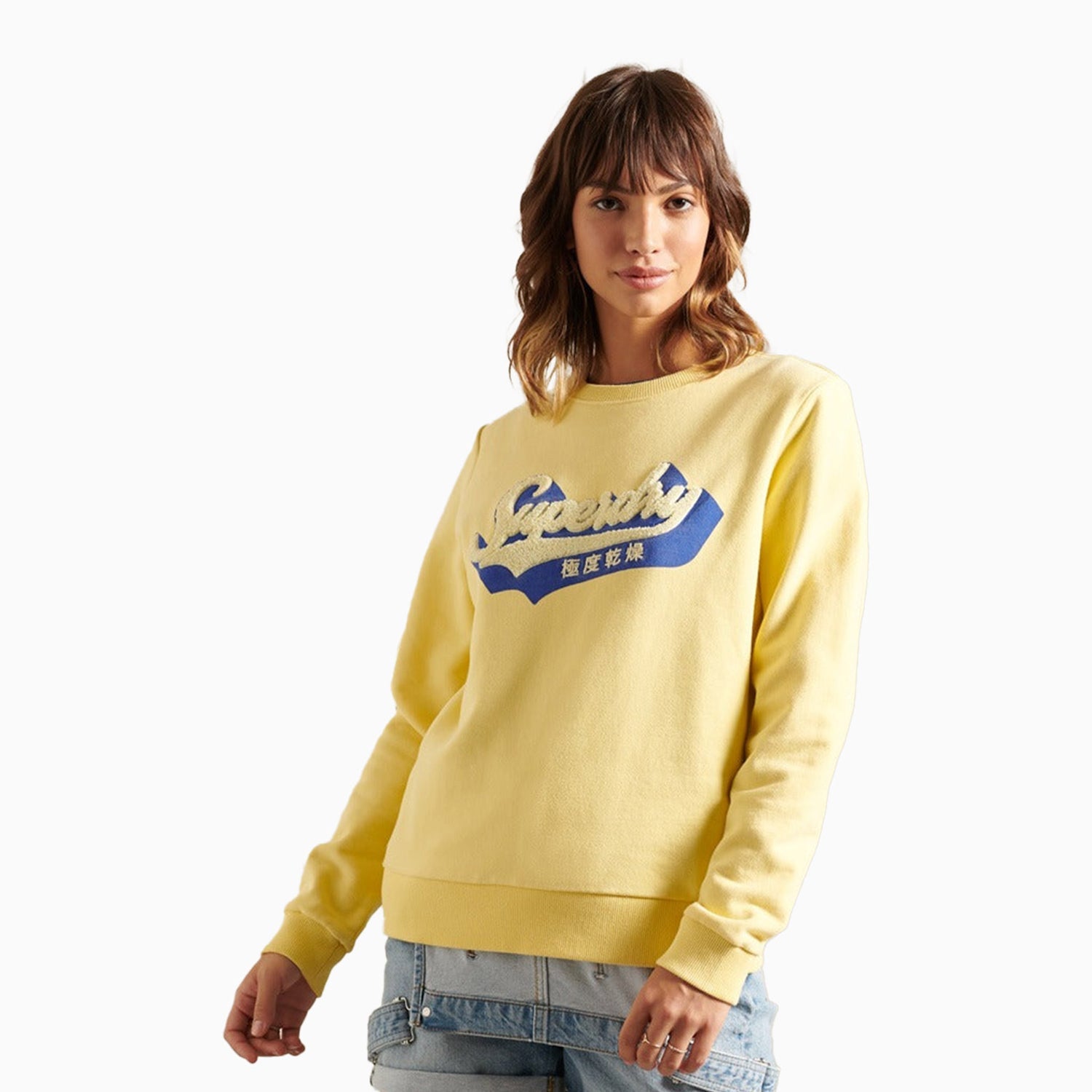 Superdry Women's Chenille Shadow Standard Sweatshirt - Color: Pale Yellow - Tops and Bottoms USA -